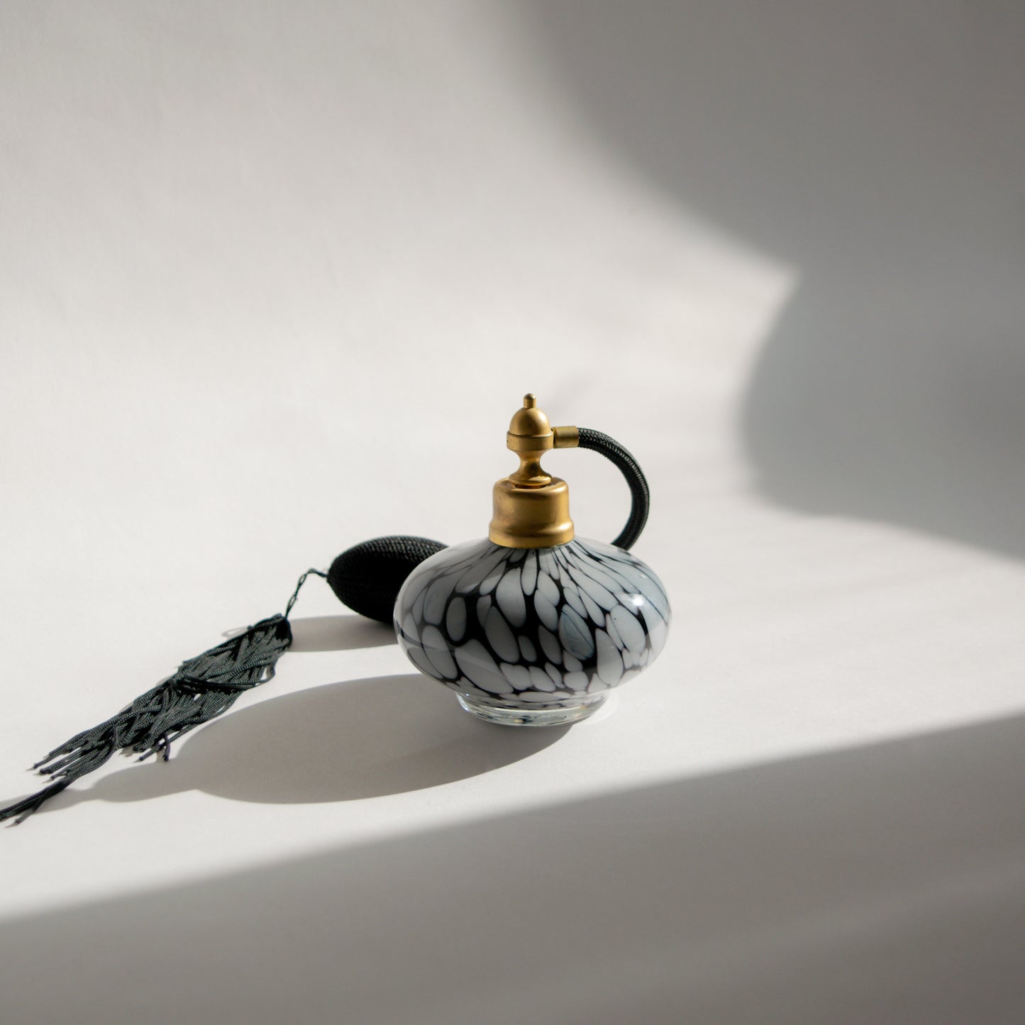 B/W Confetti Art Glass Perfume Bottle