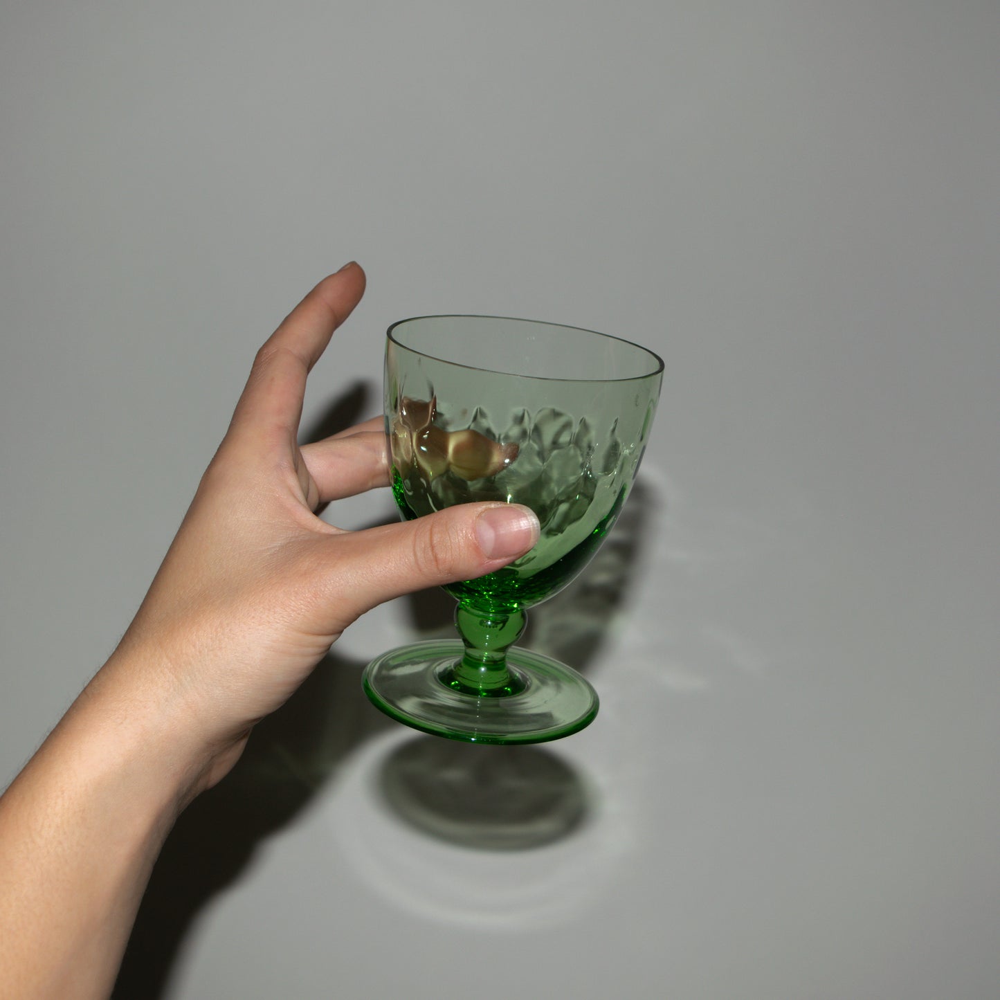 Green Depression Glass Water Goblet