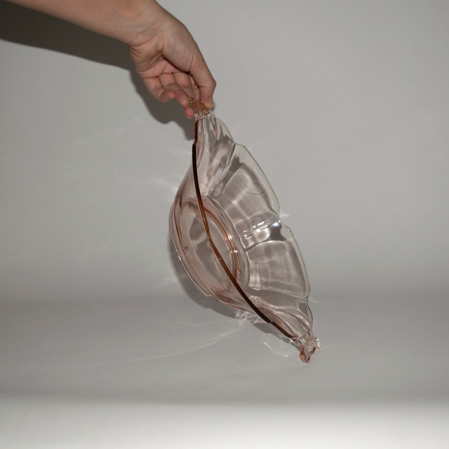 Pink Depression Glass Handled Serving Dish