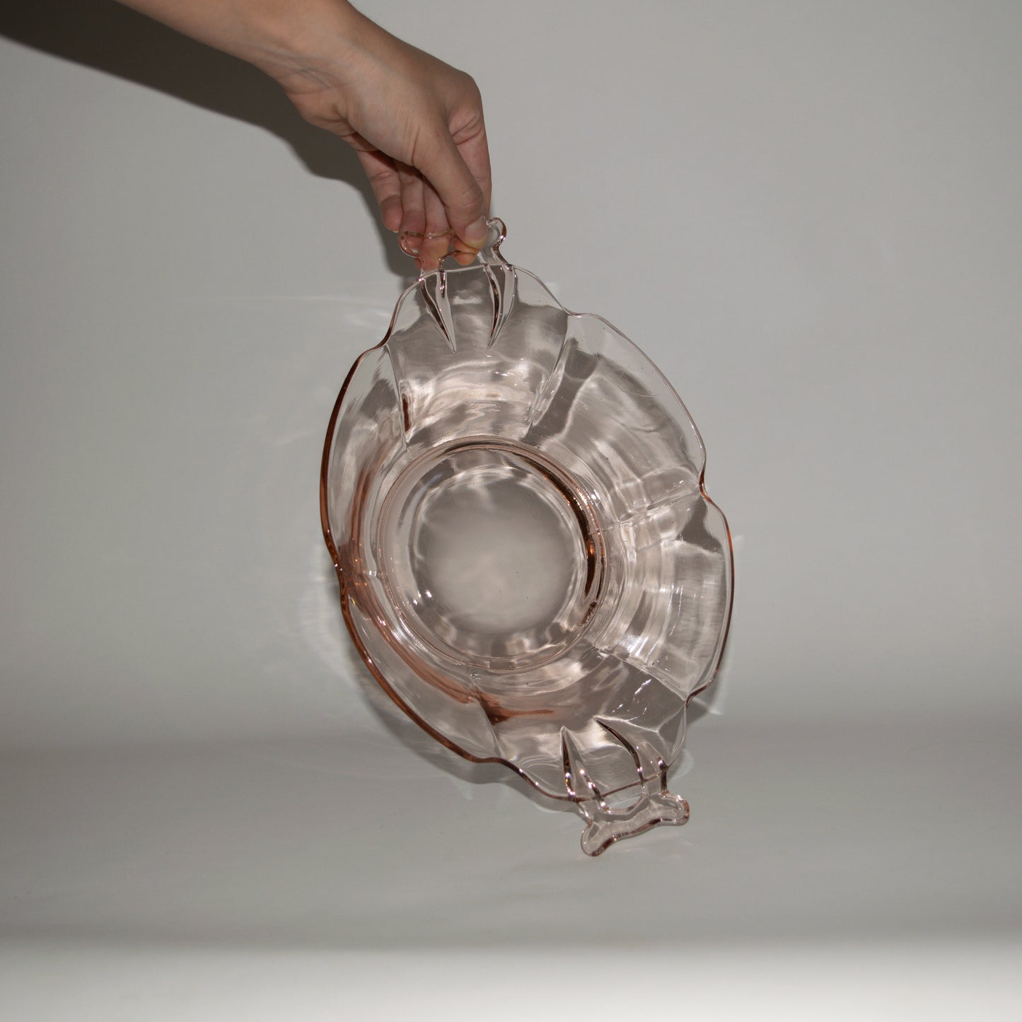 Pink Depression Glass Handled Serving Dish