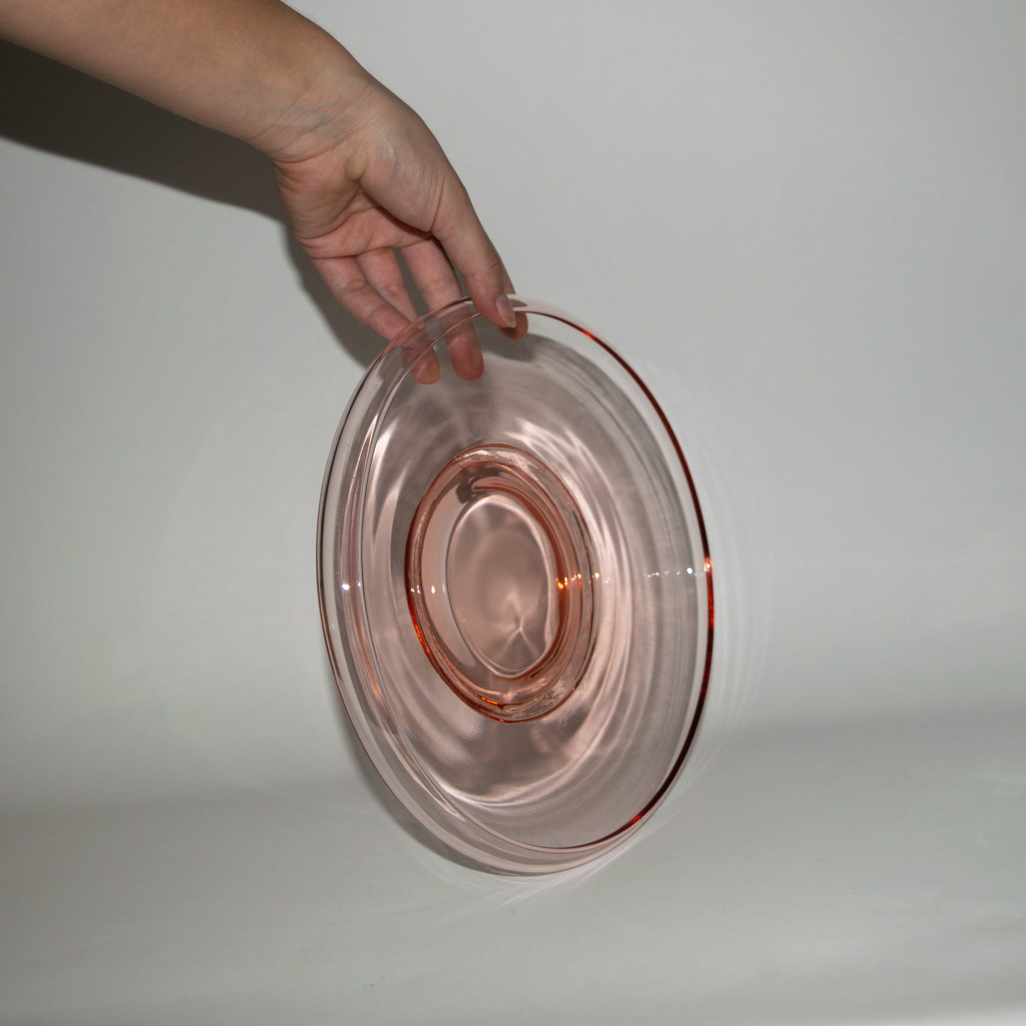 Pink Glass Curved Edge Shallow Dish