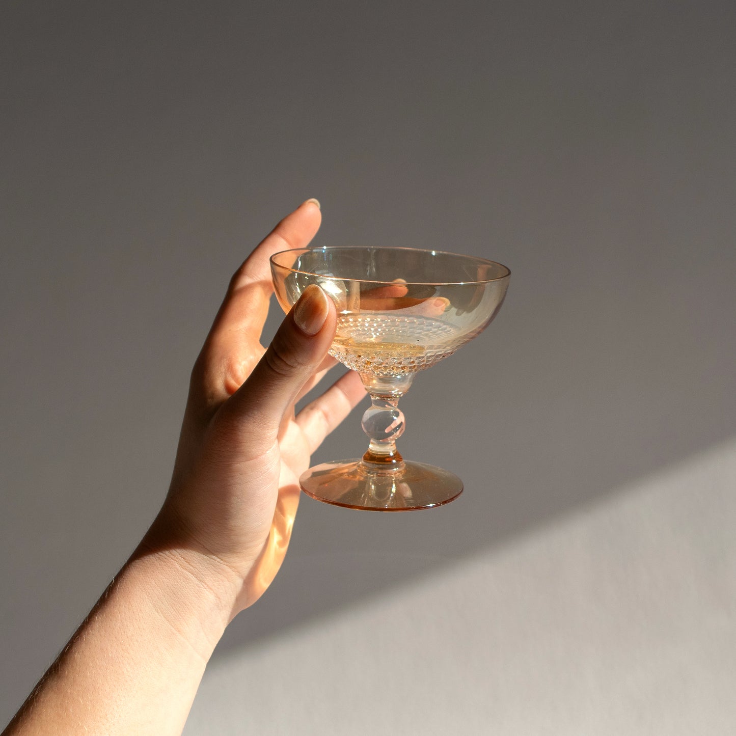 Amber Iridescent Bubble Glass Coupes
