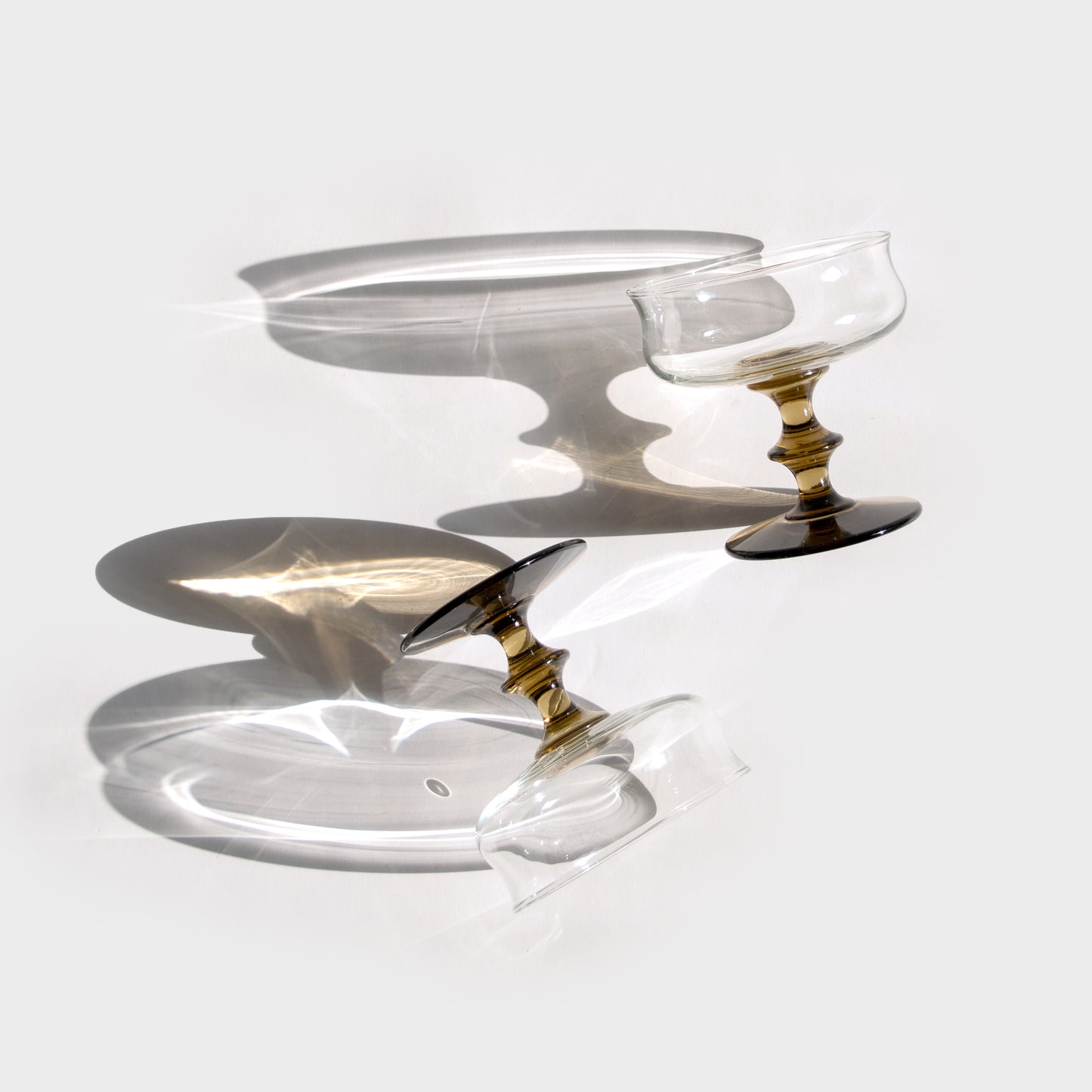 Smoke Brown Stem Coupe Glasses