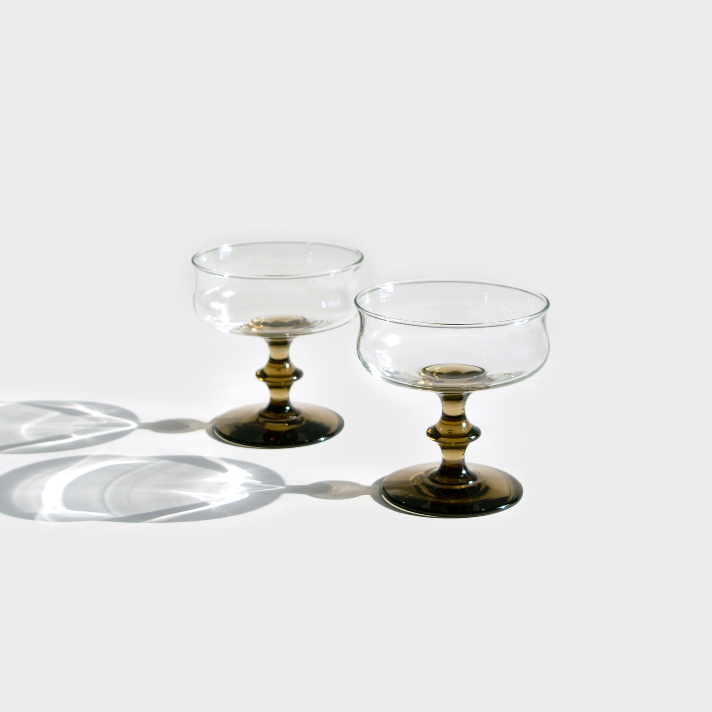 Smoke Brown Stem Coupe Glasses