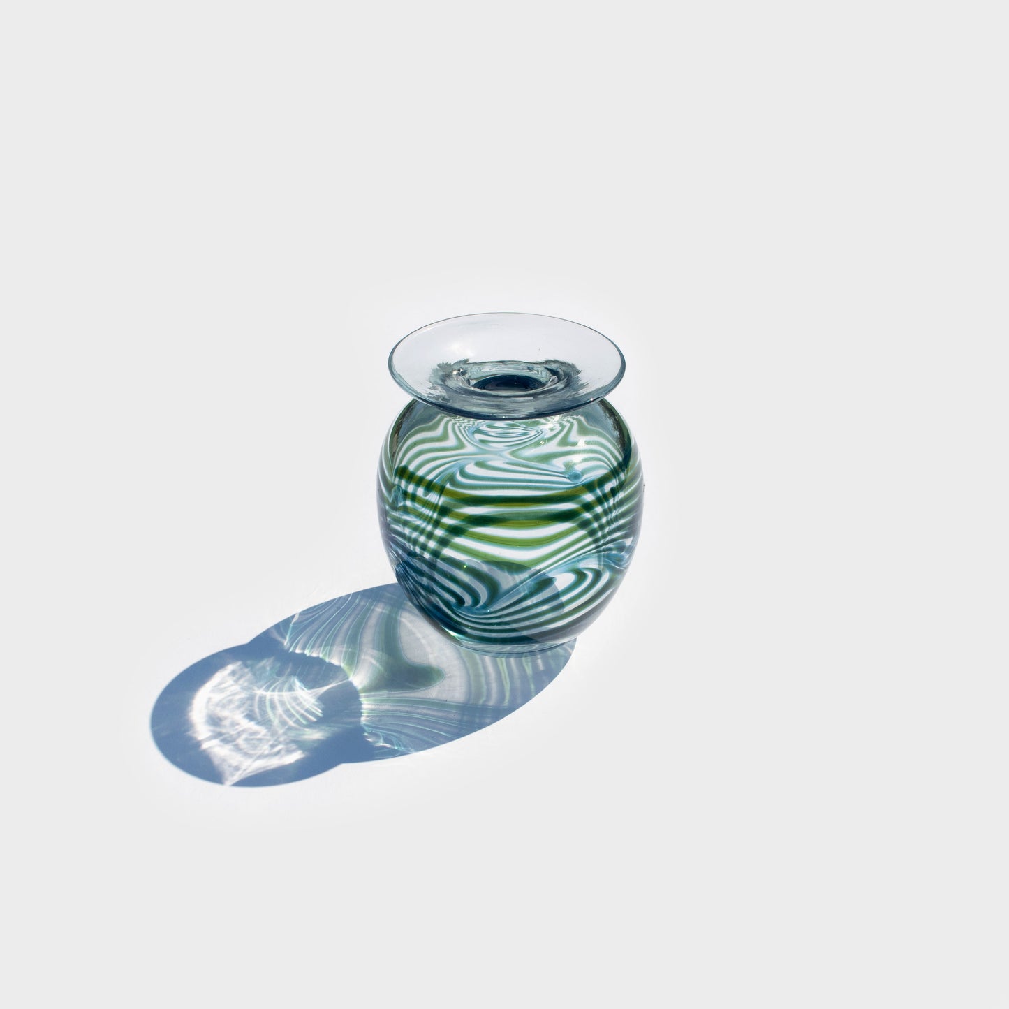 Clear and Blue Swirl Art Glass Vase