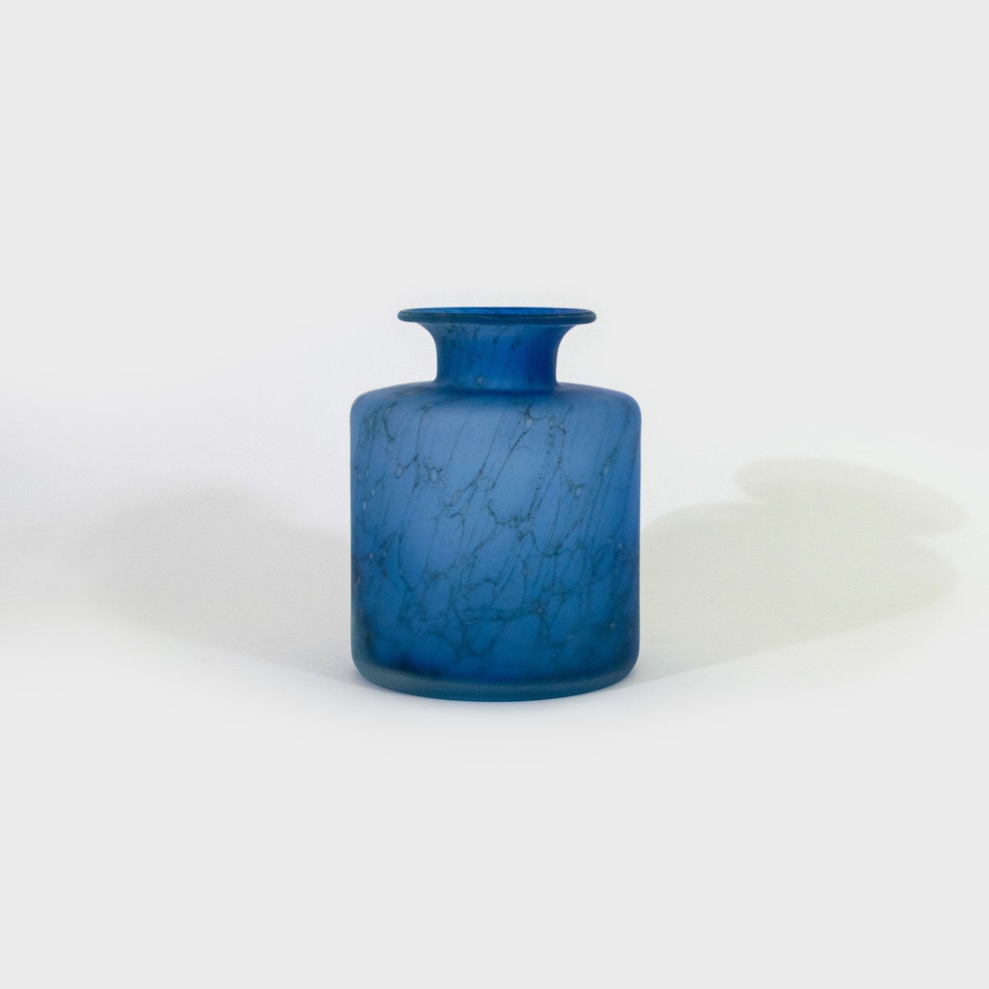Blue Cylindrical Frosted Polish Art Glass Vase