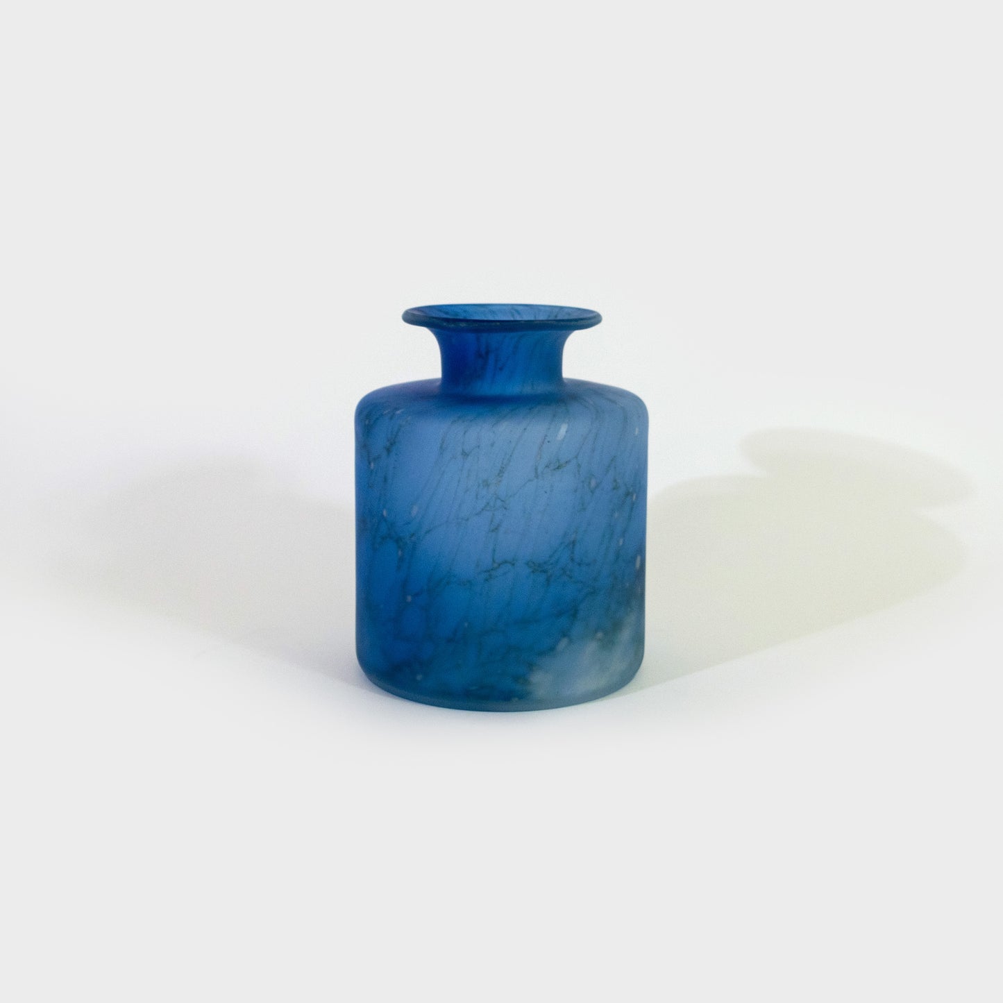 Blue Cylindrical Frosted Polish Art Glass Vase