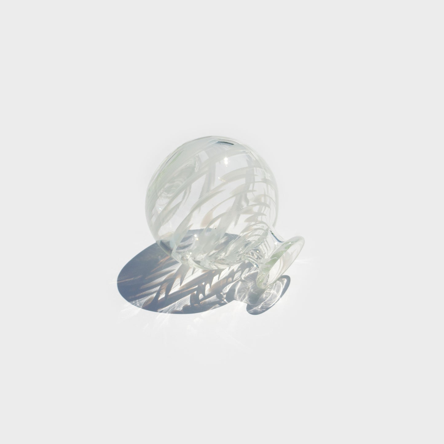 Clear and White Spiral Round Bud Vase
