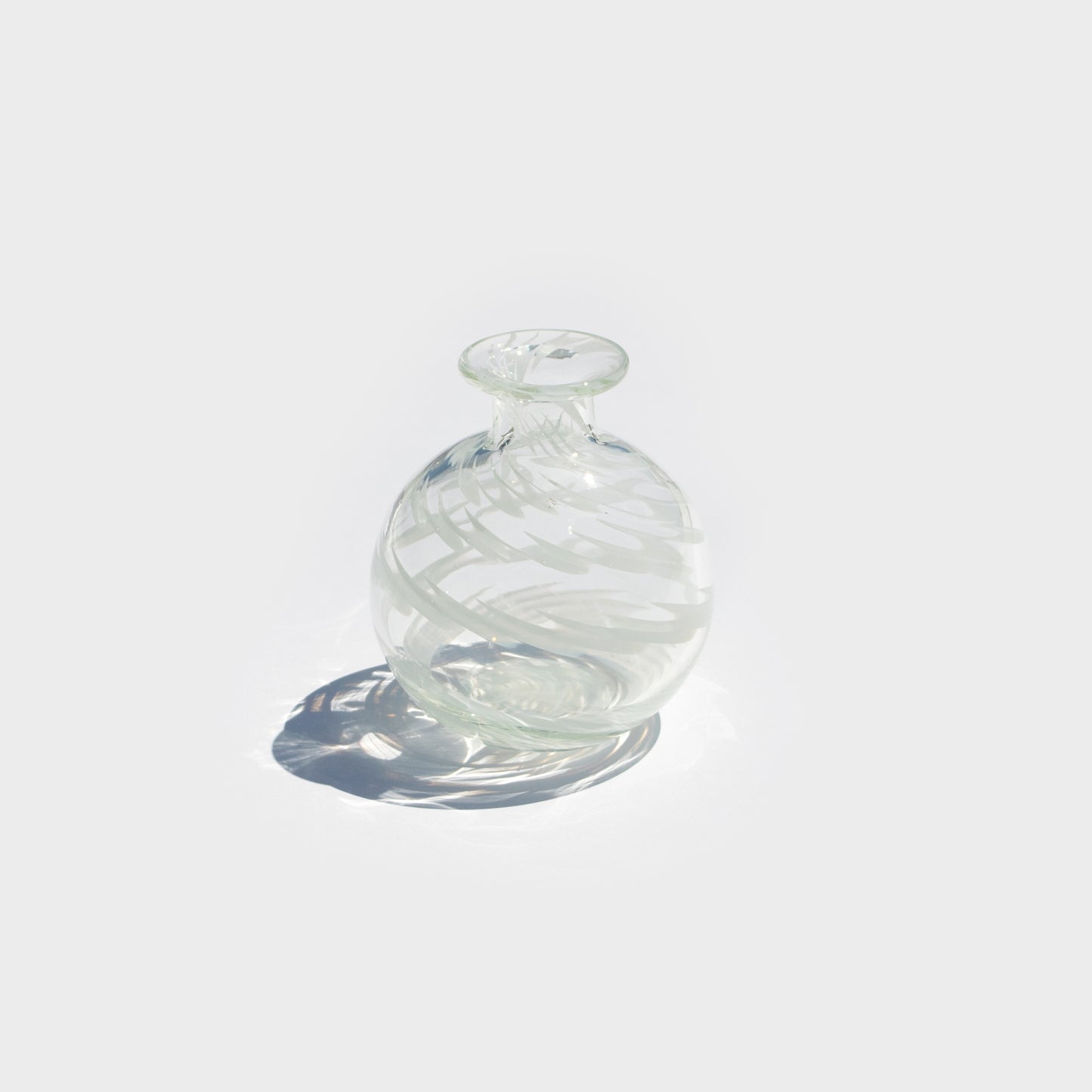 Clear and White Spiral Round Bud Vase