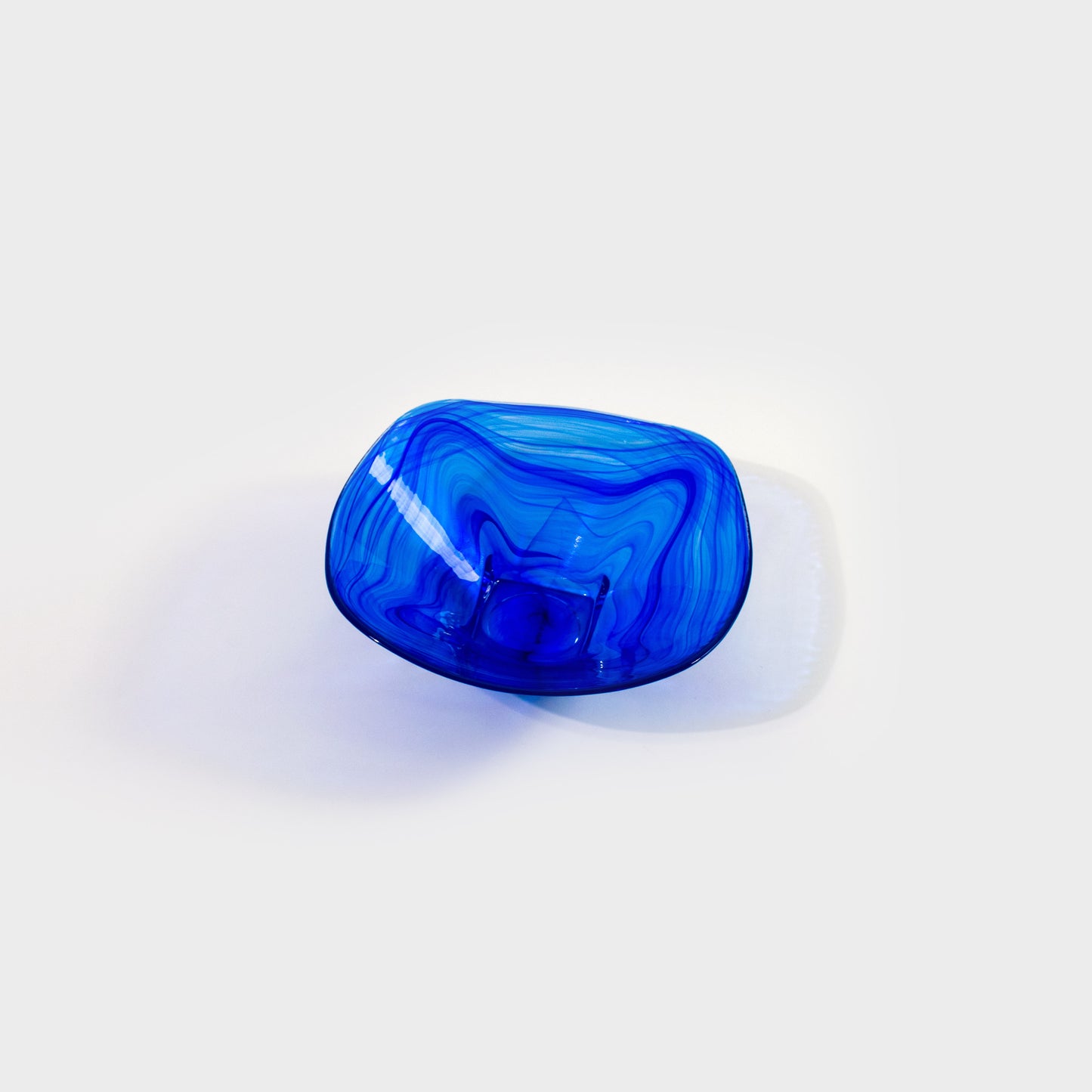 Cobalt Blue Rounded Square Glass Bowl