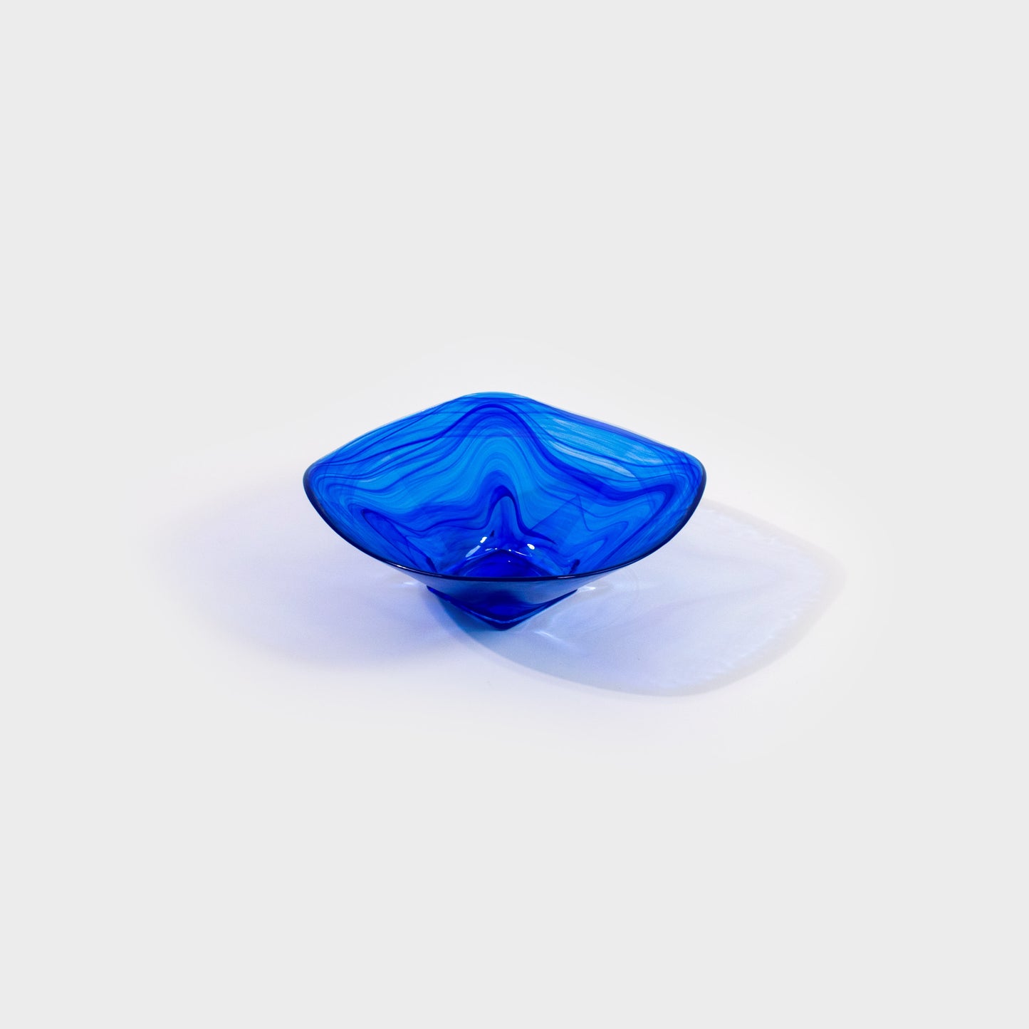Cobalt Blue Rounded Square Glass Bowl