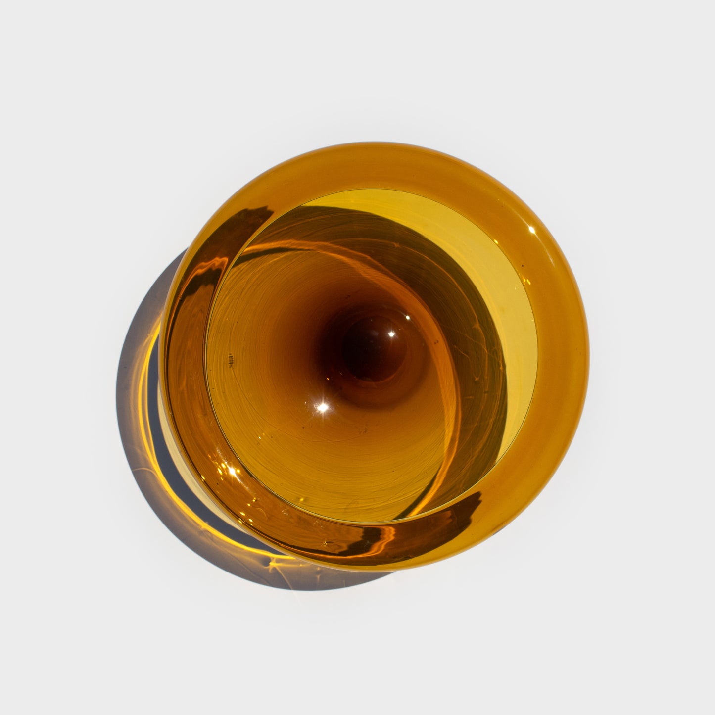 Large Curved Edge Amber Bowl