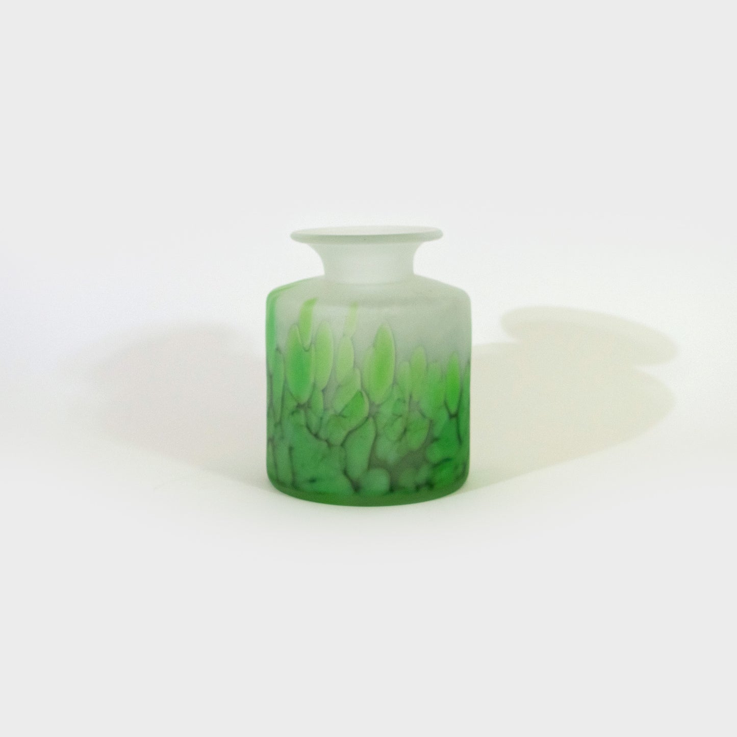Green Cylindrical Frosted Polish Art Glass Vase