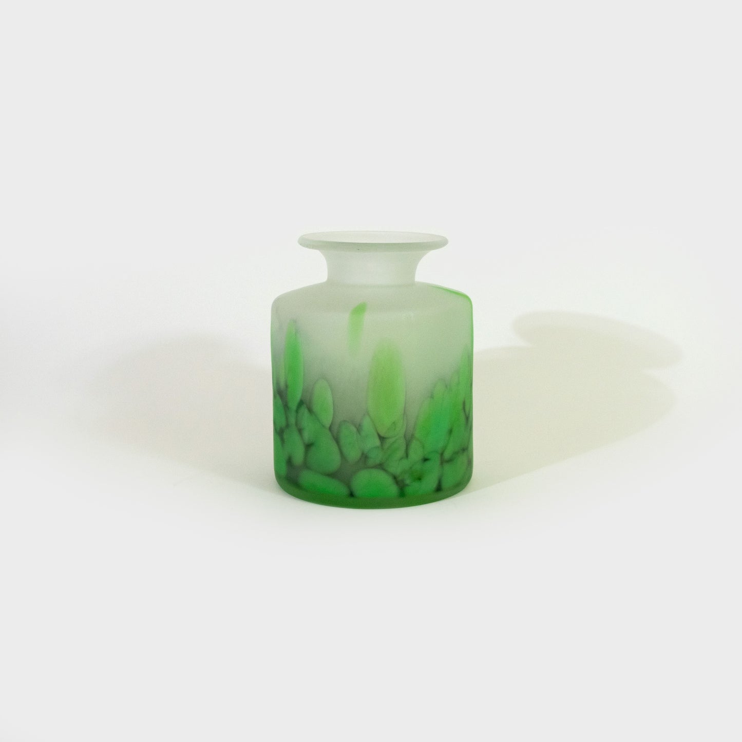 Green Cylindrical Frosted Polish Art Glass Vase