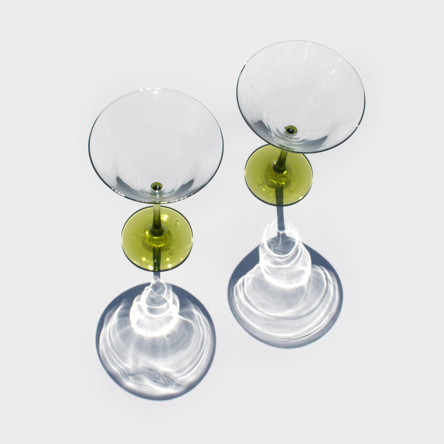 Olive Green Stemmed Martini Glasses