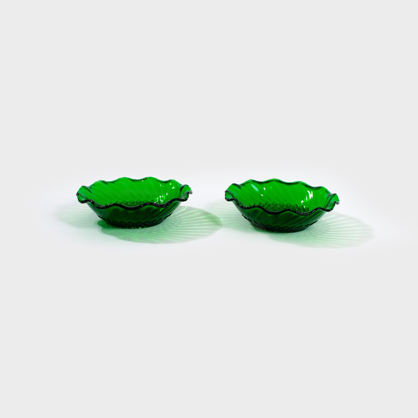 Anchor Hocking Green Diamond Swirl Bowls