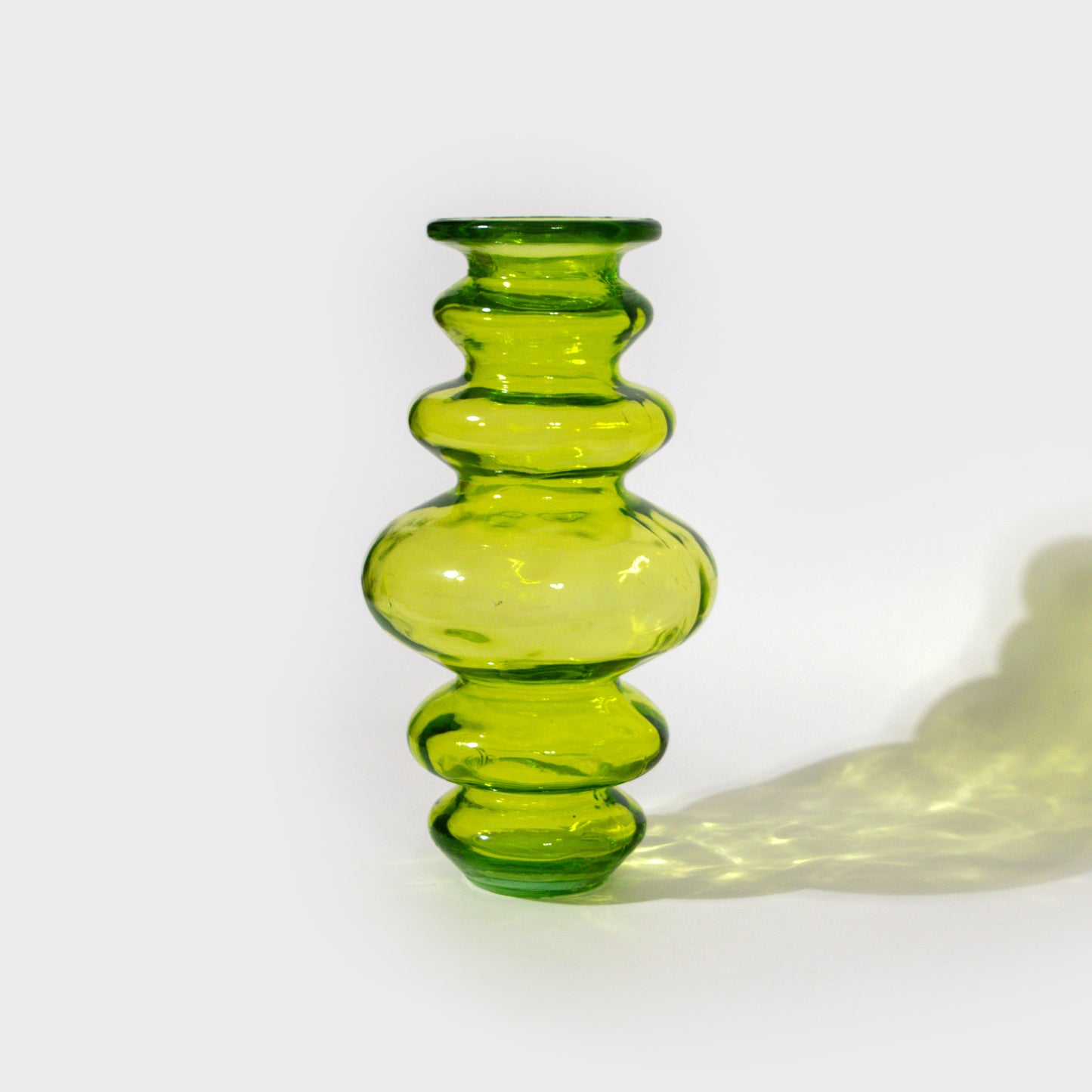 Wavy Lime Green Textured Glass Vase