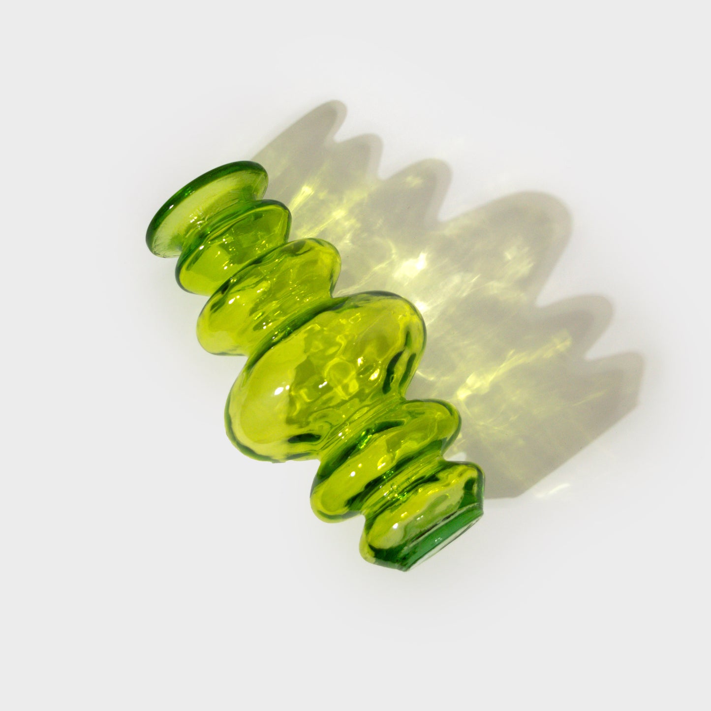 Wavy Lime Green Textured Glass Vase