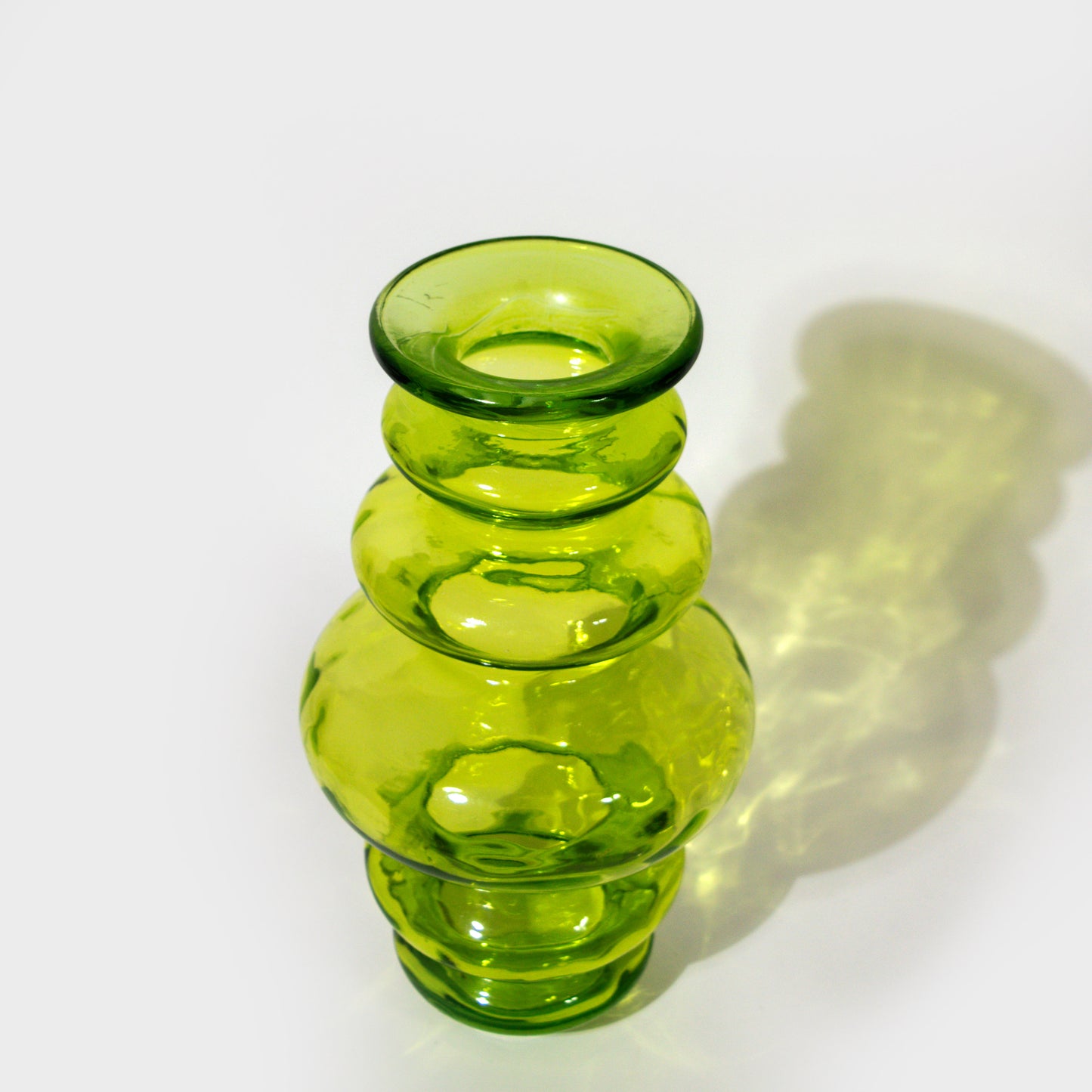 Wavy Lime Green Textured Glass Vase