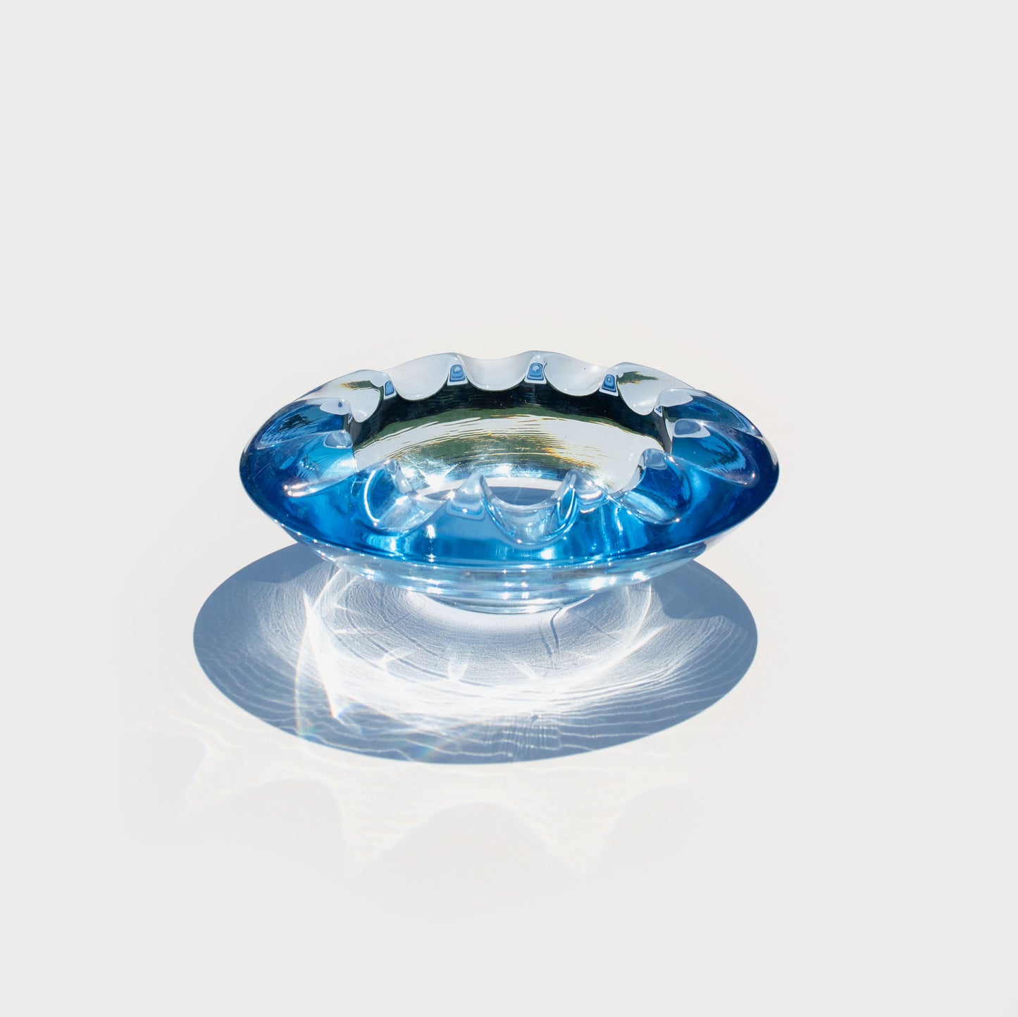 Retro Czech Glass Light Blue Ashtray