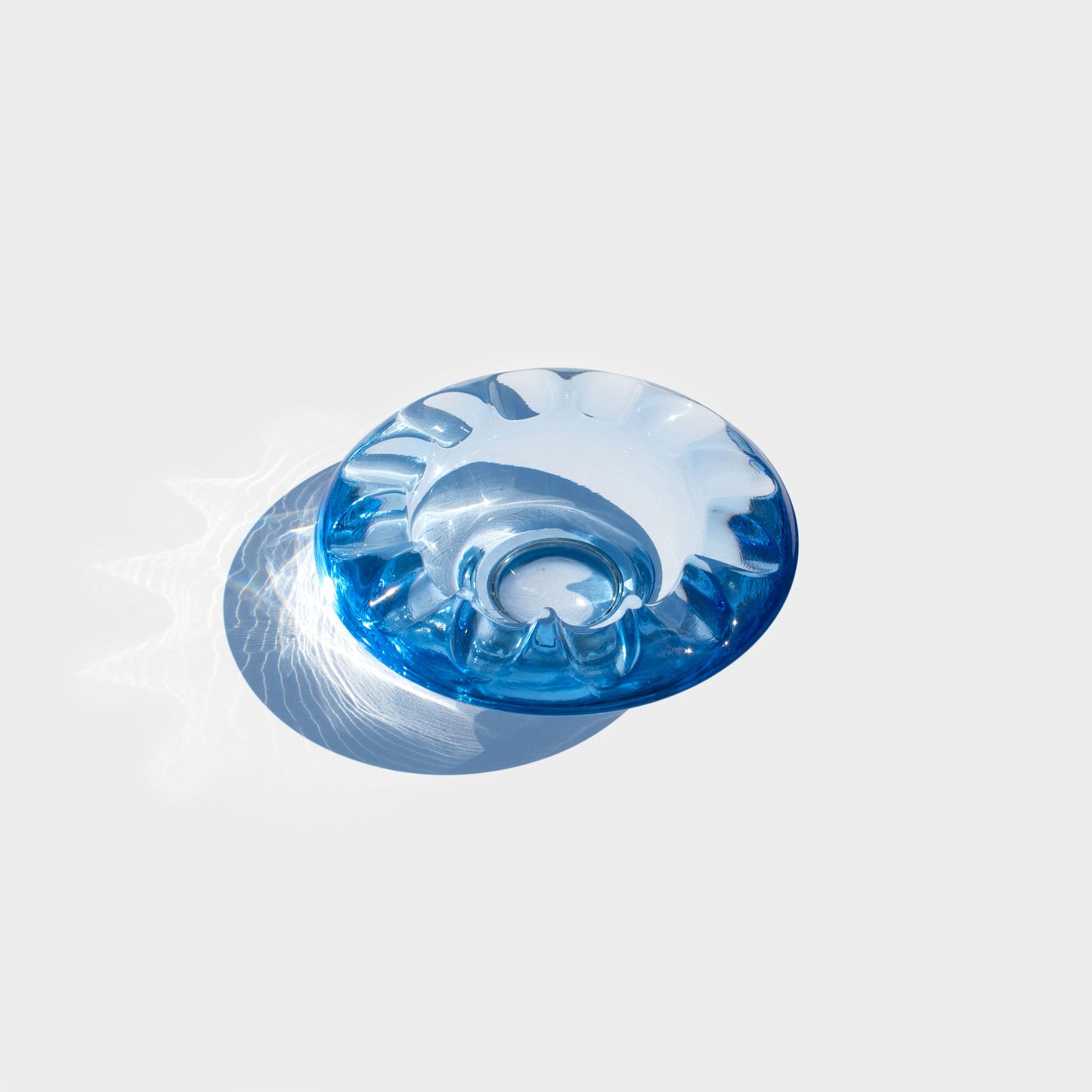 Retro Czech Glass Light Blue Ashtray