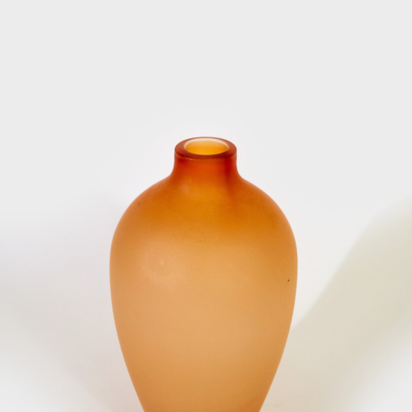 Tall Orange Frosted Polish Art Glass Vase