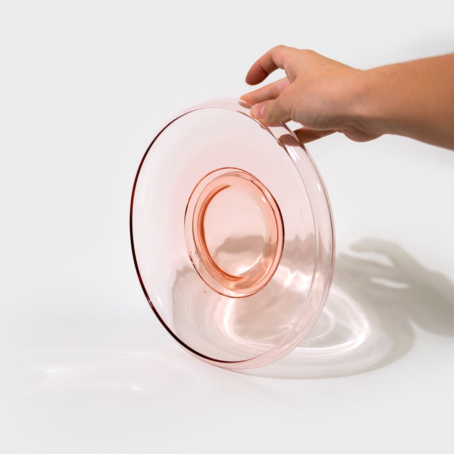 Pink Glass Curved Edge Shallow Dish