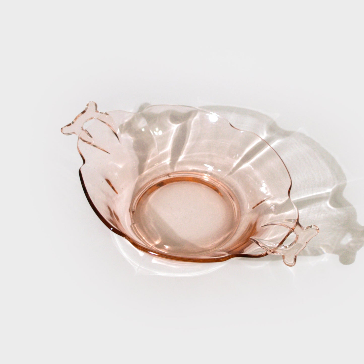 Pink Depression Glass Handled Serving Dish
