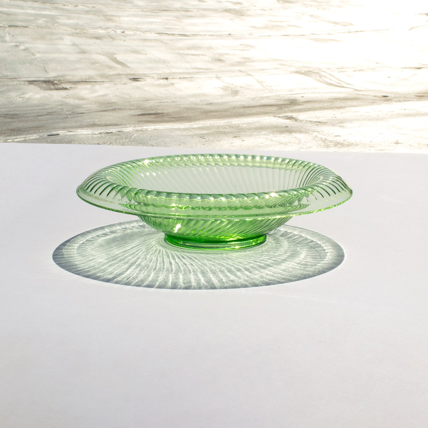 Green Depression Glass Waterfall Bowl