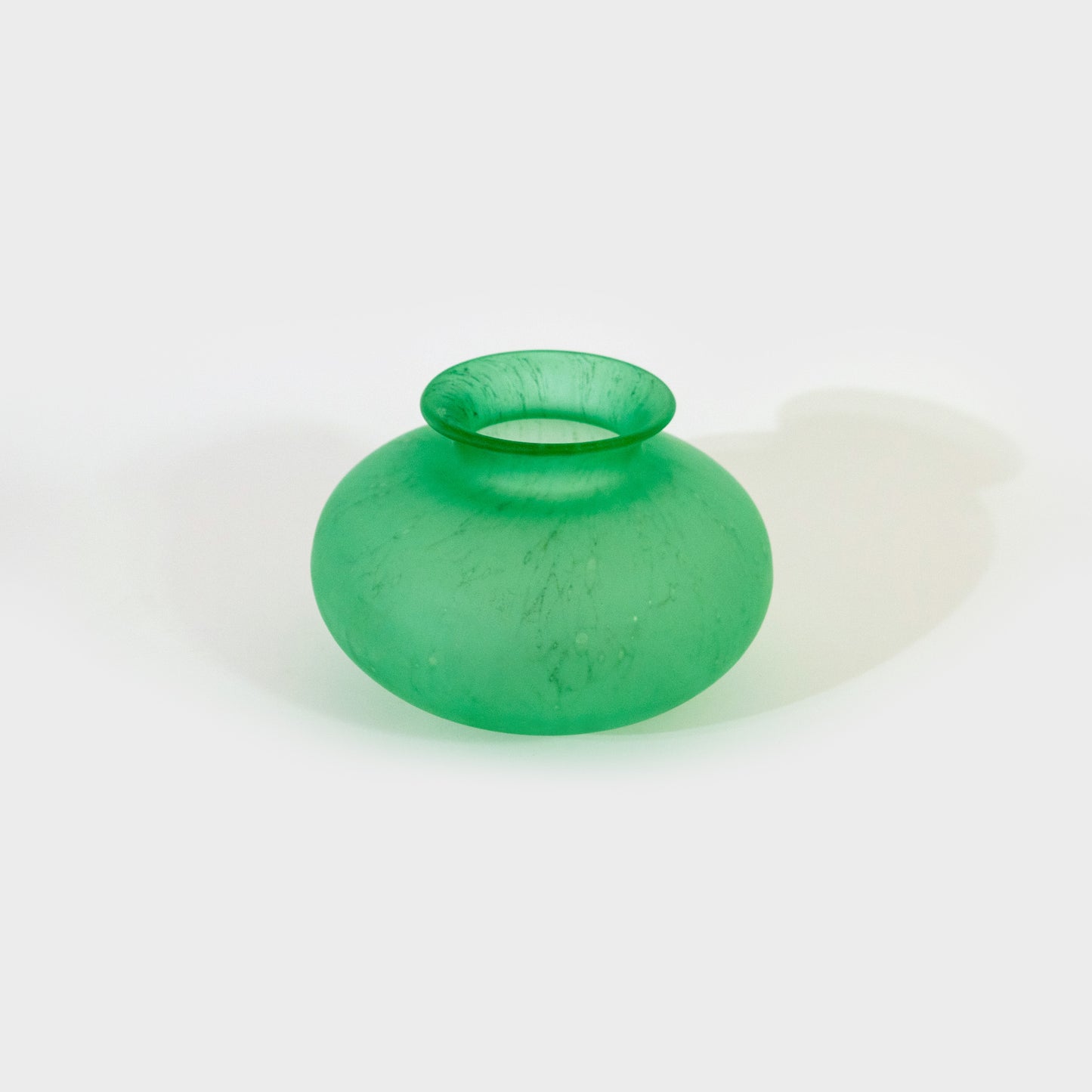 Small Green Frosted Polish Art Glass Vase