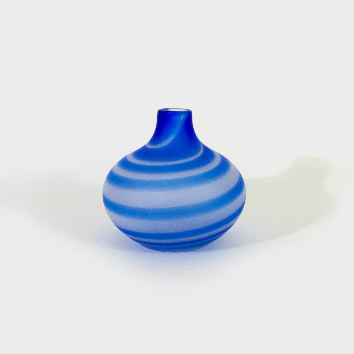 Blue Spiral Frosted Polish Art Glass Vase