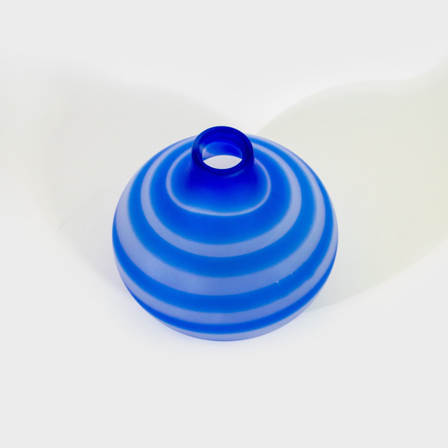 Blue Spiral Frosted Polish Art Glass Vase