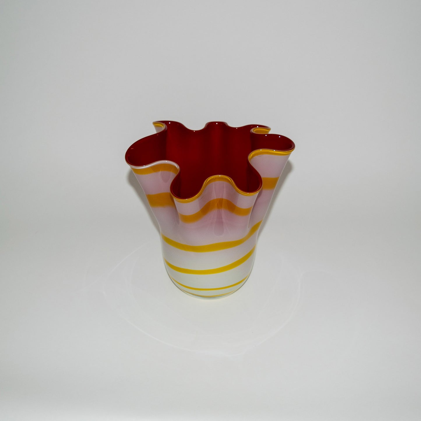 Wavy Striped Multicolor Art Glass Vase