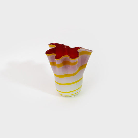 Wavy Striped Multicolor Art Glass Vase