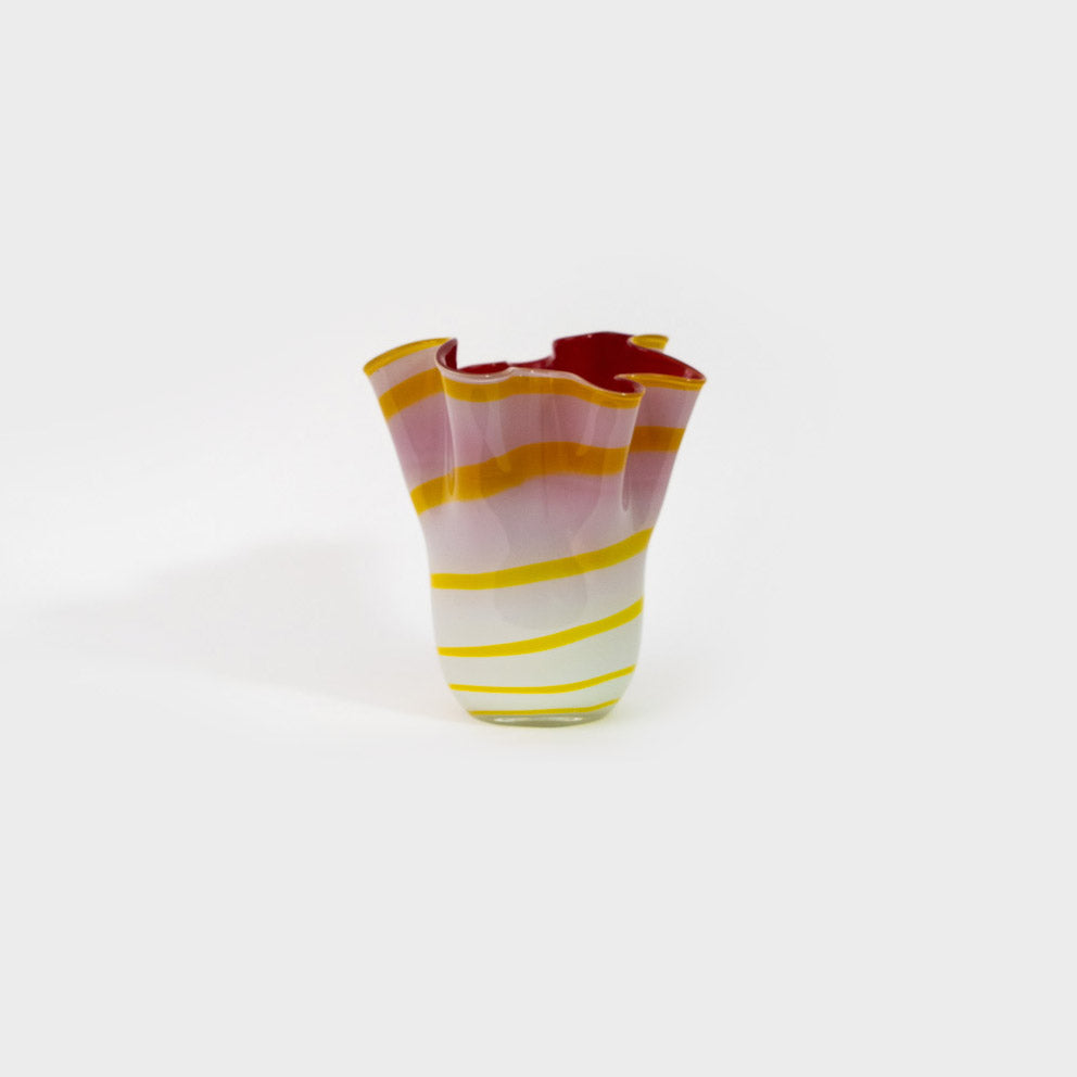 Wavy Striped Multicolor Art Glass Vase