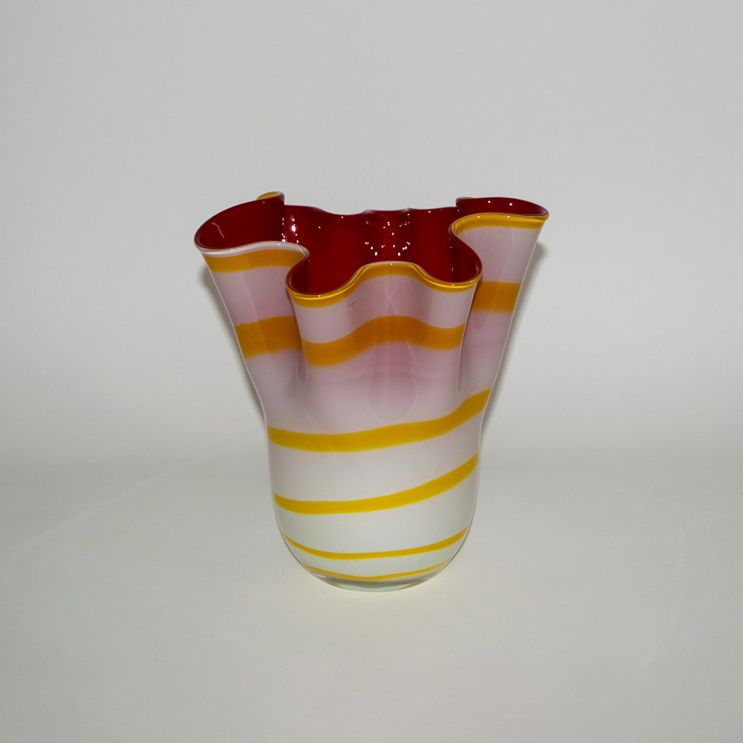 Wavy Striped Multicolor Art Glass Vase