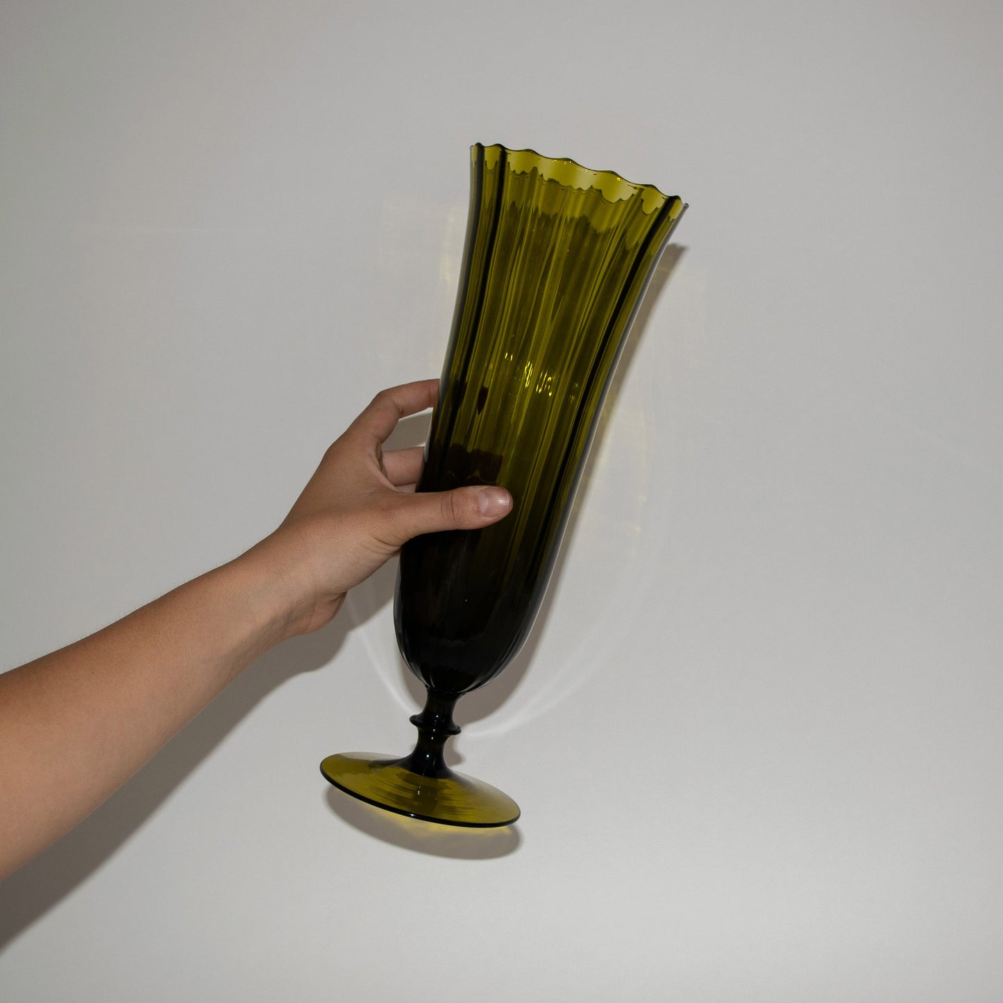 Olive Green Empoli Footed Vase
