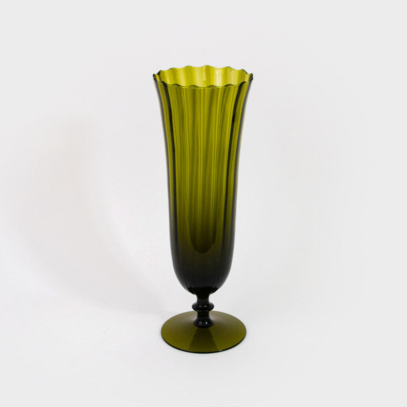 Olive Green Empoli Footed Vase