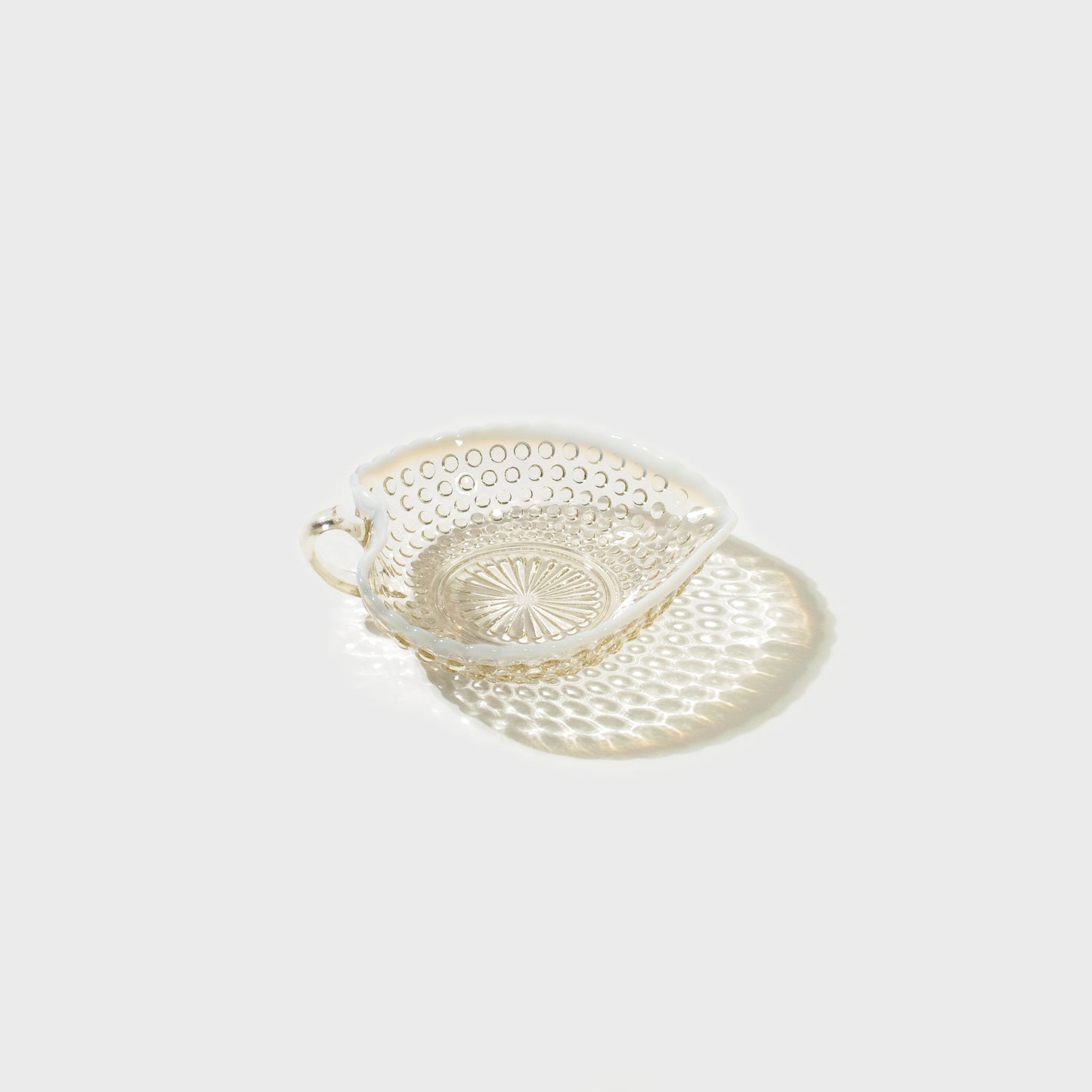 Heart-Shaped Opalescent Hobnail Glass Dish
