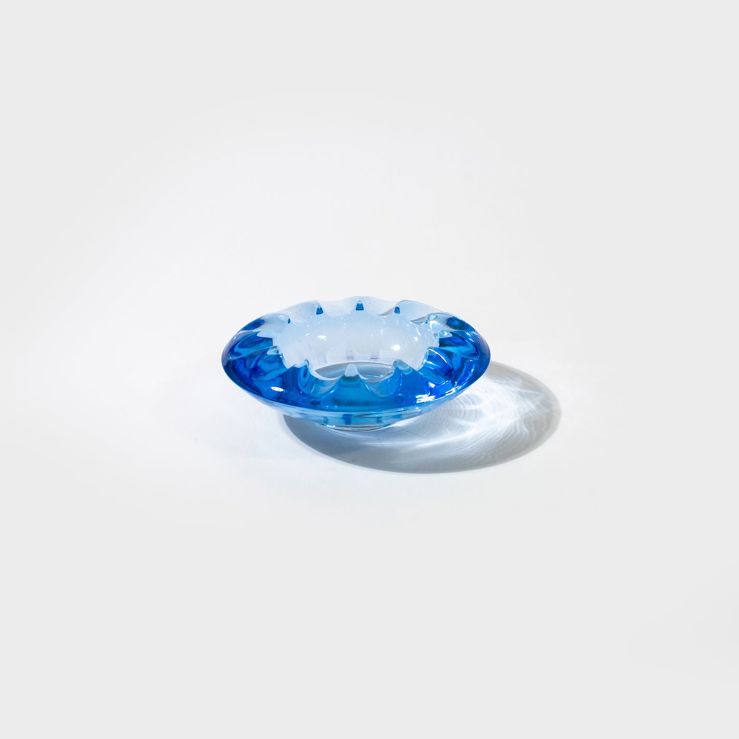 Retro Czech Glass Light Blue Ashtray