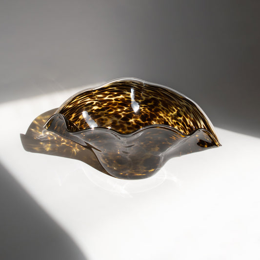 Large Tortoise Shell Art Glass Centerpiece Bowl
