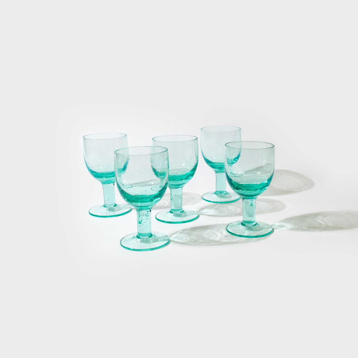 Teal Bubble Glass Water Goblets