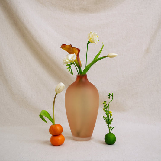 Tall Orange Frosted Polish Art Glass Vase