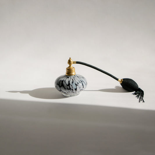 B/W Confetti Art Glass Perfume Bottle