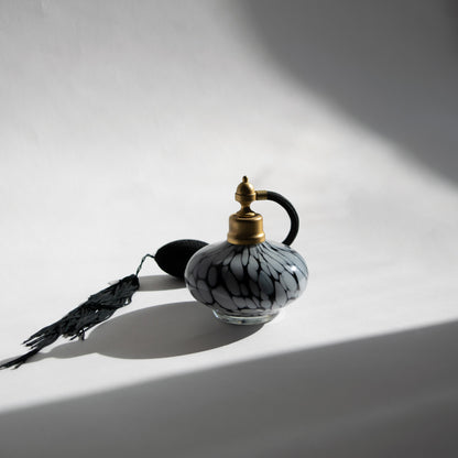 B/W Confetti Art Glass Perfume Bottle