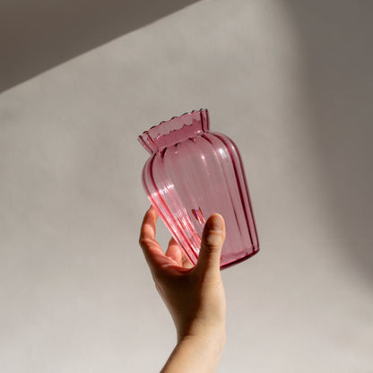 Cranberry Optic Glass Vases