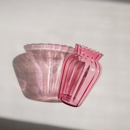 Cranberry Optic Glass Vases