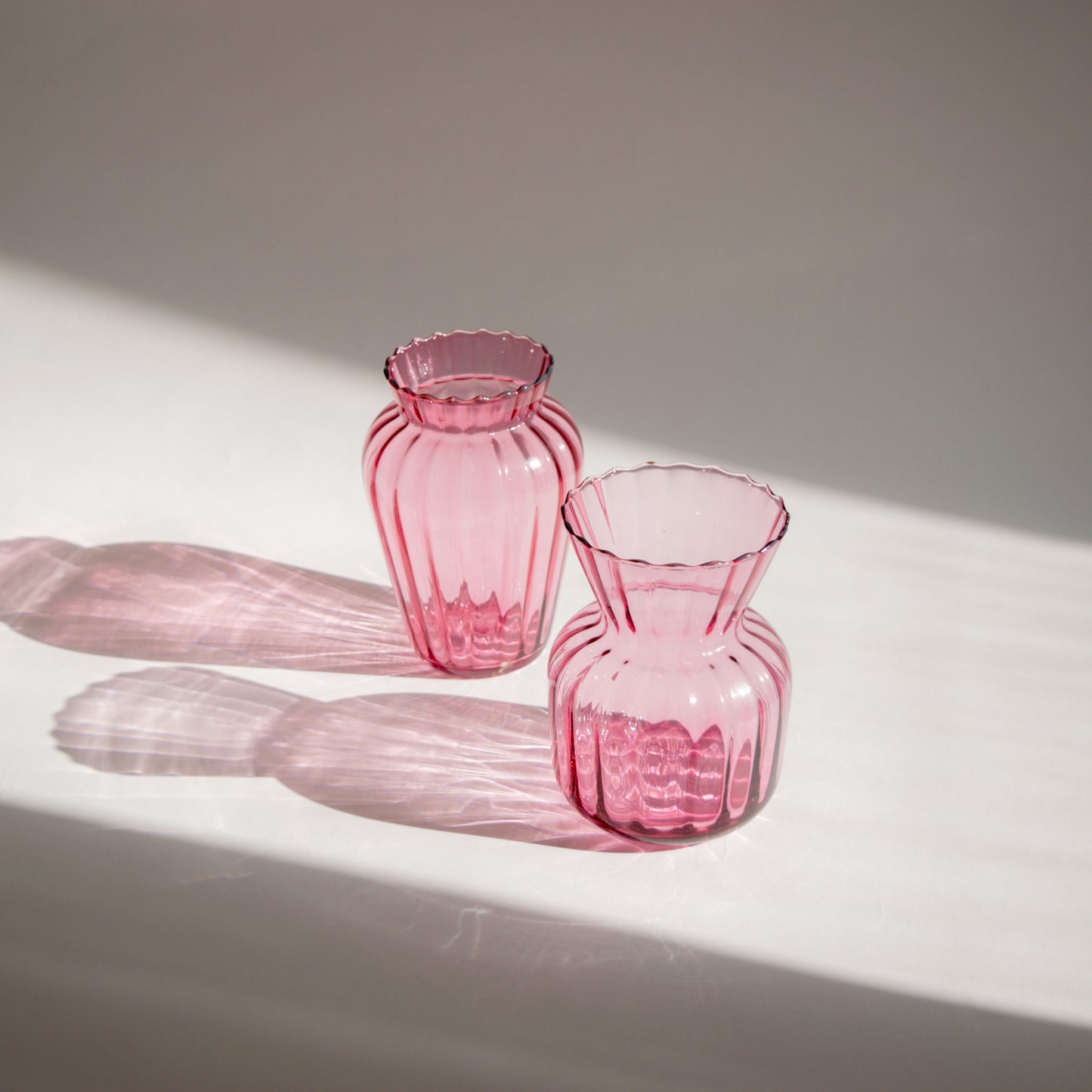 Cranberry Optic Glass Vases