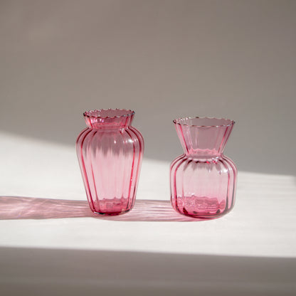 Cranberry Optic Glass Vases