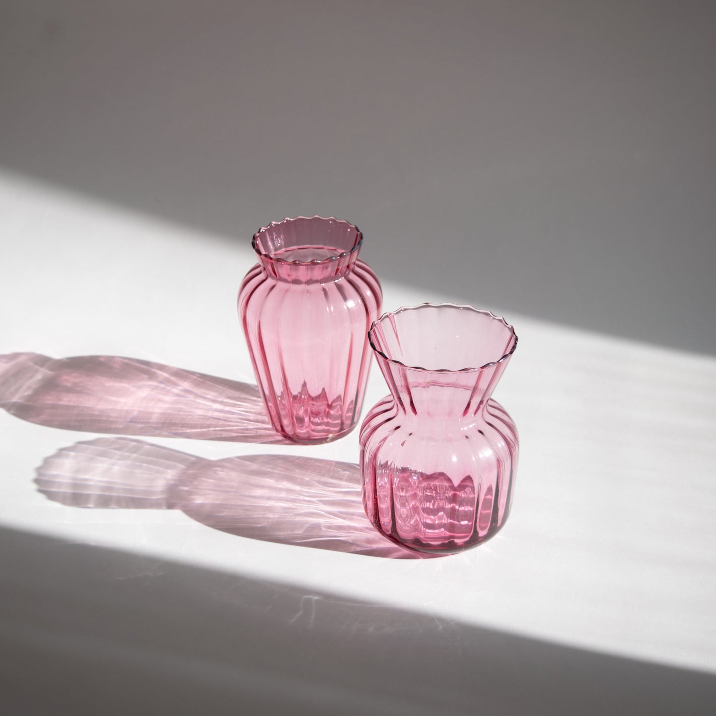 Cranberry Optic Glass Vases